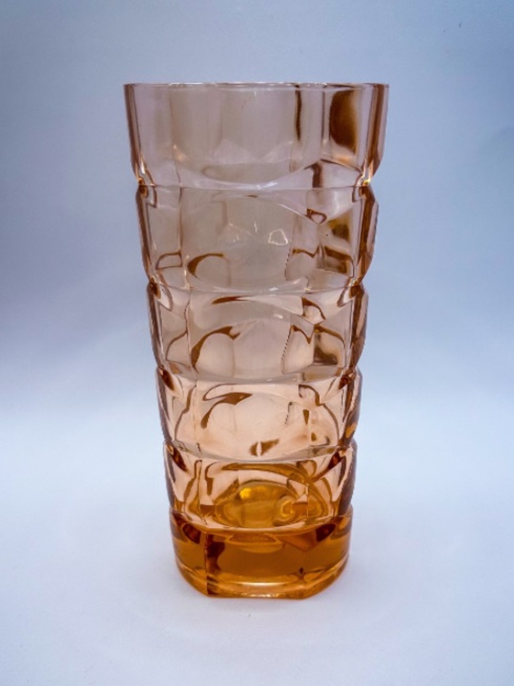 Vintage 3 Sided Luminarc Diamond Column Pink Glass Vase Rosaline France 1960